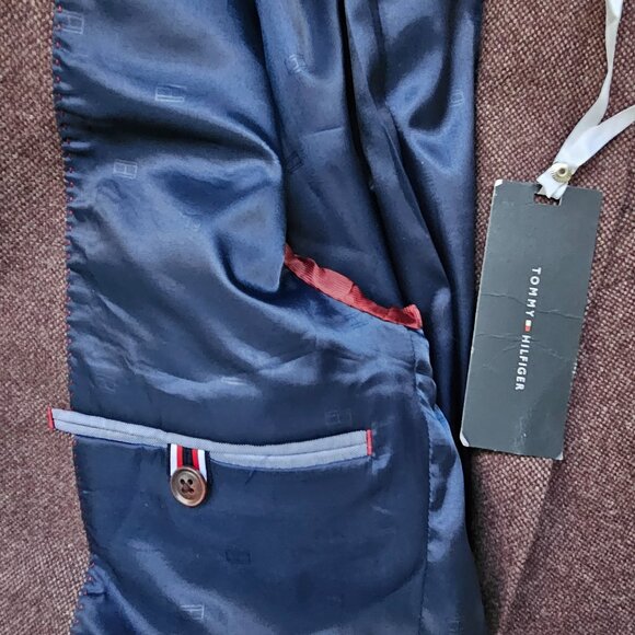 Tommy Hilfiger Trevor jacket sport suit coat Wine Tan Brown 40 Long $350 NWT - Picture 4 of 7